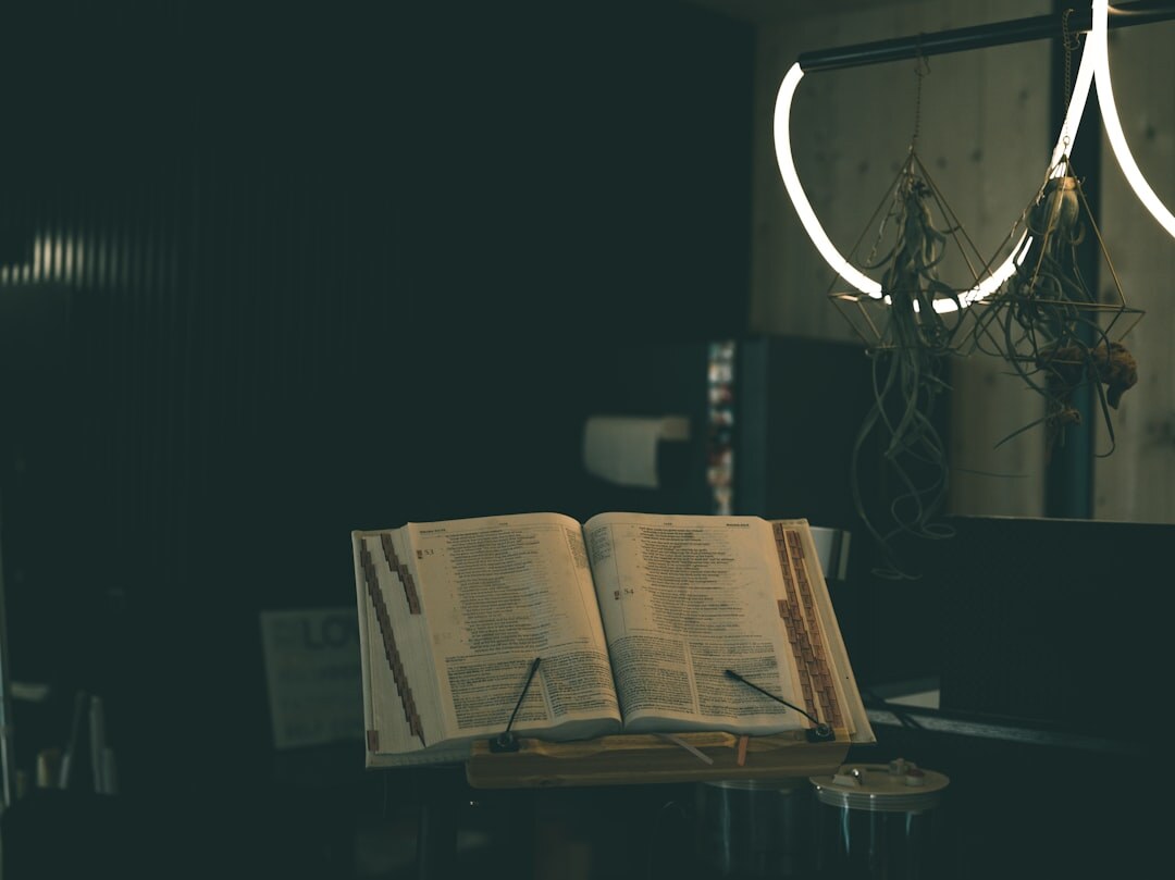 open book on table at night