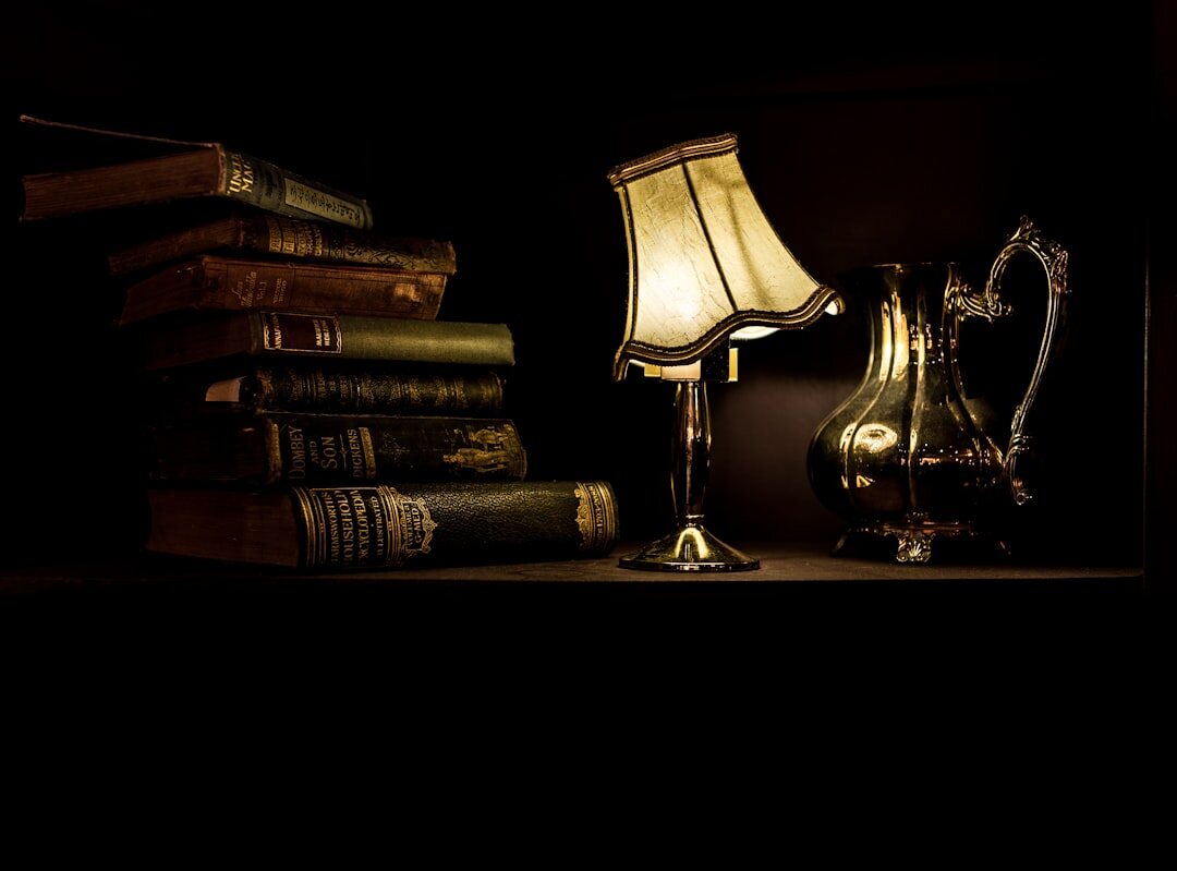 mystery book on dark background